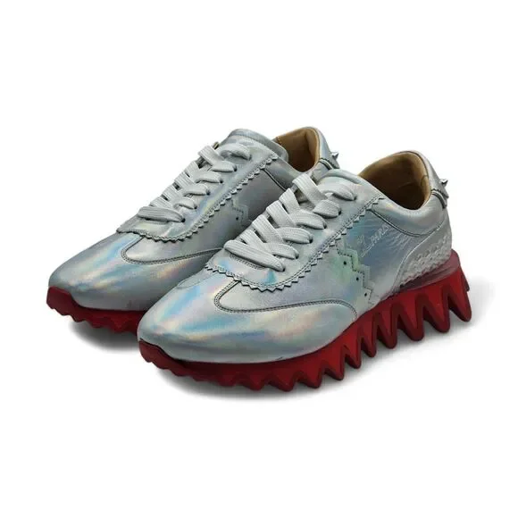 Christian Louboutin Loubishark Iridescent Sneakers - Laser Silver EU 39 / US 6